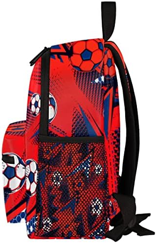 Mochila Kids Sports Soccer para meninas meninas, futebol Reding Lightning Mini Backpack para a pré -escola do jardim de infância do berçário elementar, de volta à escola Bolsa de bookbags casual com cinta de peito 12in