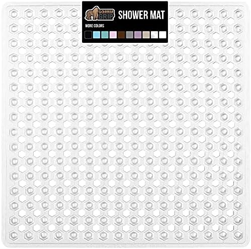 Gorilla Grip Premium Bath Tapet e tapete de chuveiro, tapete de banho de luxo 36x24 em cinza e claro 21x21 chuveiro tapete, pacote