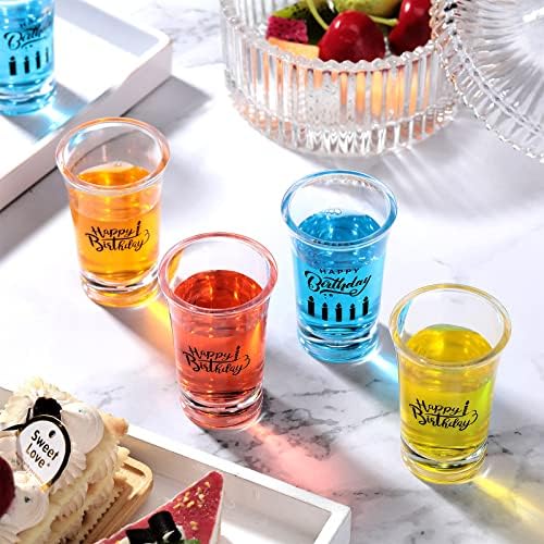 Umigy 24 PCs Birthday Shot Glasses Festa de aniversário em massa Favors 1,2 oz de óculos engraçados Presente para adultos bolsa de presente