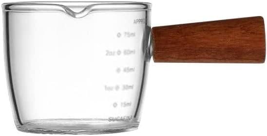 Matadão de leite Boat Pequeno Copo de leite de vidro mini -leite jarro e xícara de leite com alça de madeira boca pontiaz