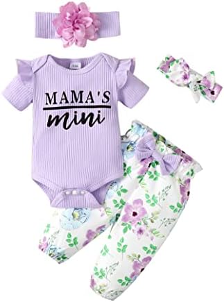 Recém -nascidos Roupas de menina para menina Roda Rodper Girl Girl Floral Cotton Pant Sets