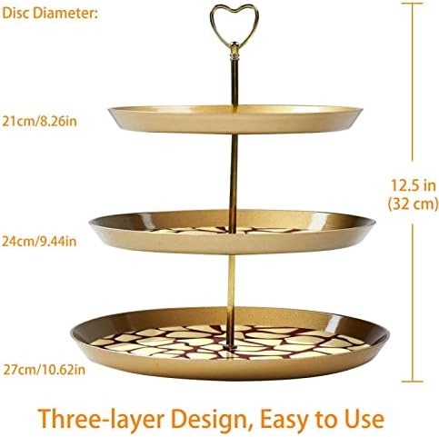 3 Stando de sobremesa em camadas, suporte de árvore da torre de cupcakes dourados para pastelaria, giffafe print plástico