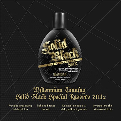 Millennium Tanning Solid Black Special Reserve 200x Loção de bronzeamento, 13,5 onças, 2-pacote