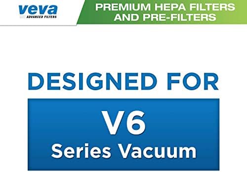 Conjunto de filtros de vácuo premium de pacote Veva 6 com 3 filtros pré e 3 filtros HEPA compatíveis com aspiradores
