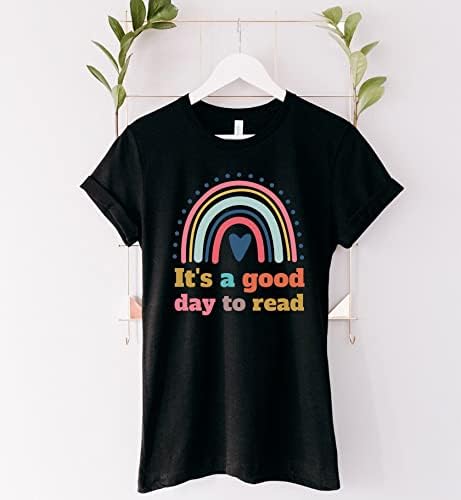 Arco -íris é um bom dia para ler camisa, teme de leitor de livros tee de presente