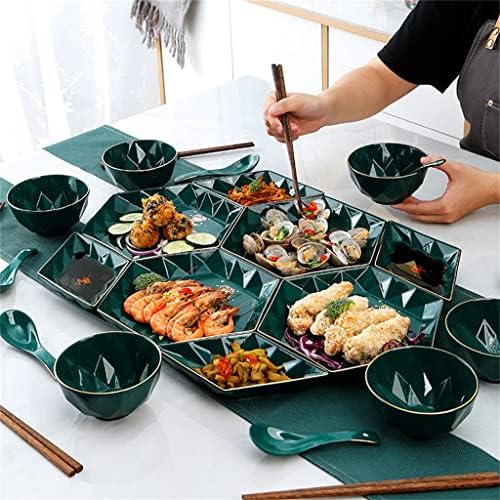 Zhuhw Phnom Penh Cerâmica conjunto de tabela de tabela de pratos pratos de utensílios de tabela de tabela pratos de sopa pote