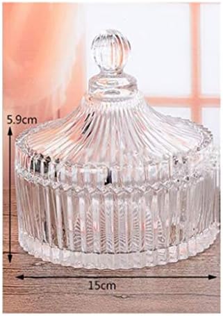 Jarra de doce de cristal em forma de tenda de leyin com tampa, jarra de pedacinho de vidro transparente jarra jarra de doce jarra de jarra （diâmetro: 5,8 em)