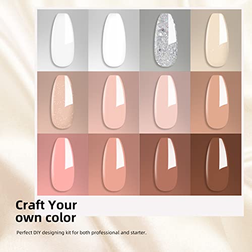 12 cores mergulhe o kit de unhas, 20 PCs Jukcoi Dipping Powder Starter Conjunto com base de base e capa de ativador