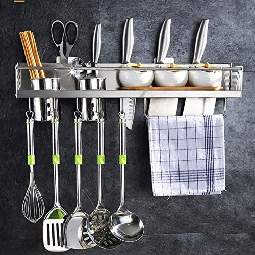 Jahh Kitchen rack de parede de parede de parede na parede pendurada prateleira de armazenamento rack de aço inoxidável de aço inoxidável