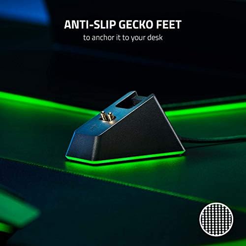 Data de carregamento do mouse do Razer Chroma: Dock magnético com status de carga RGB Iluminação - Feotes de lagartixa anti -deslizamento