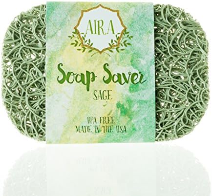 Aira Soap Saver - Soof Soap & Soap Selder Acessório - BPA Chuveiro grátis e banheira Sopa - Drena água, circula o ar, maximiza a vida útil do sabão - fácil de limpar, se encaixa em todos os conjuntos de sabão - sálvia - sálvia
