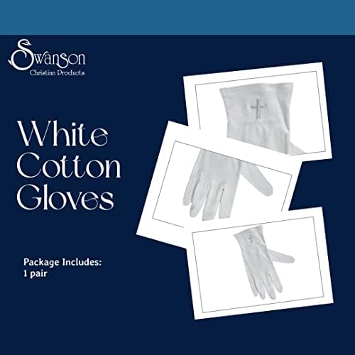 Swanson Christian Products White Cotton Church Luvas - Para adoração e eventos - luva contra -bordados cruzados