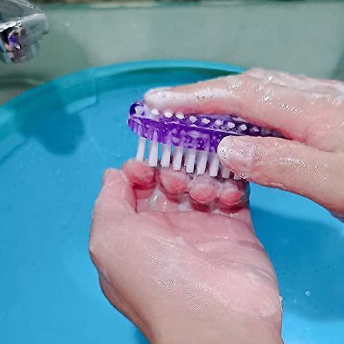 Pincel de unhas de dois lados escova de unhas de limpeza de mãos de limpeza macia cerdas duras pregos dedos do dedão para homens mulheres