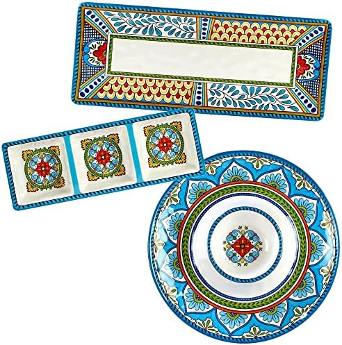 Certified International Sevilha 3 peças Melamine Hostess/Setent Set, multicolor, grande