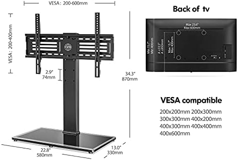 Fitueyes Universal TV Stand/Base TV TV Stand com montagem para 40 50 55 65 70 75 80 polegadas Altura de TV plana ajustável,