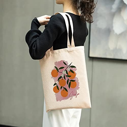 Sacos de frutas elegantes sacos de limão fresco, laranja e morango bolsas estéticas de compras reutilizáveis ​​para mulher lavável