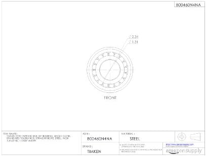 Timken 2790 rolamento de rolamento cônico, cone único, tolerância padrão, furo reto, aço, polegada, 1,3125 id, 1,0100