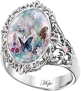 Moda e temperamento elegante vintage requintada damas coloridas zircão de cobre anéis de borboleta