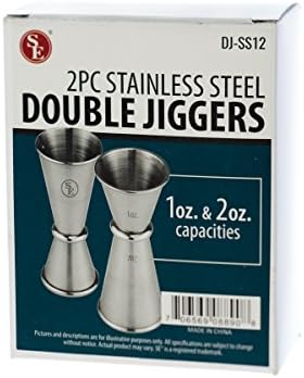 SE Jiggers duplos de aço inoxidável com 1 fl. Oz. e 2 fl. Oz. Capacidade - DJ -SS12