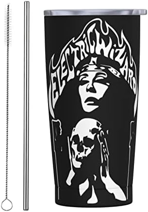 Ushnih Electric Wizard Band Stainless Stone Isoled Travel Caneca de café com tampas e palhas xícara de vácuo de parede dupla 20oz