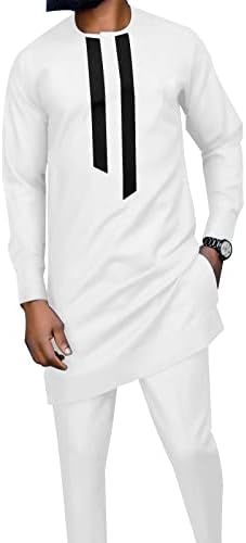 Africano Homens Tradicional Conjunto de Roupas de Dashiki Camisa de Manga Longa+Calças Africanas Tribal Tracksuit Tribal