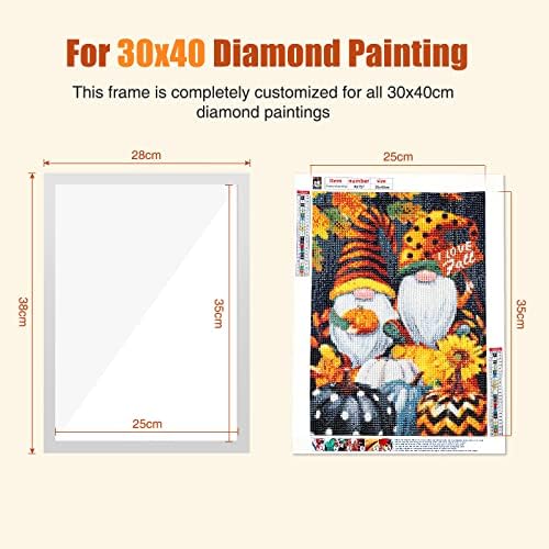 Armações de pintura de diamante 2pack 2pack, estrutura para tela de pintura de diamante de 30x40cm, moldura de arte magnética de diamante auto-adesiva, quadros de pintura para decoração da porta de parede tamanho interno 25x35cm