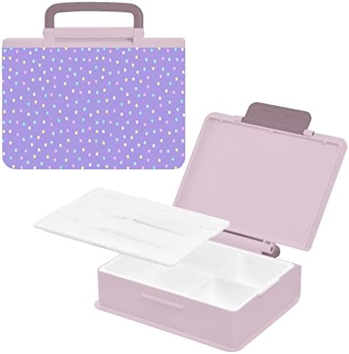 Kigai Stars Purple Sky Lanch Box Recipiente de 1000ml Bento Caixa com Spoon Forks 3 Compartamentos Recipientes de Armazenamento de Alimentos Para Adultos, Rosa