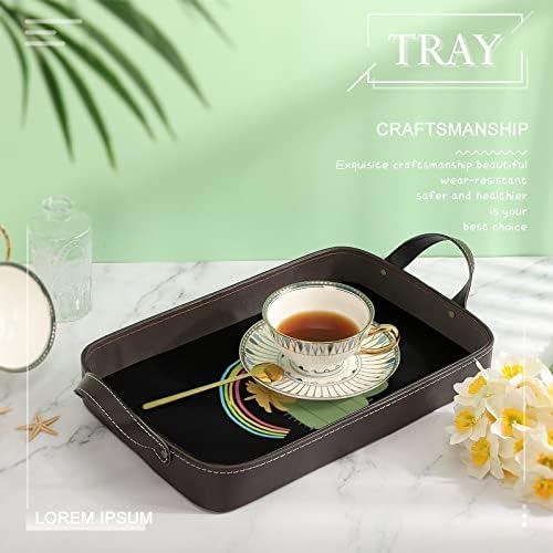 Cacto fofo Rainbow PU Couro Serviço Bandeja Elegante Decoração de Mesa Organizador de Perfume com alças