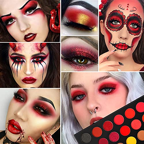 Afflano Red Eyeshadow Paleta altamente pigmentada e duradoura True Red Eye Shadow Christmas Palha