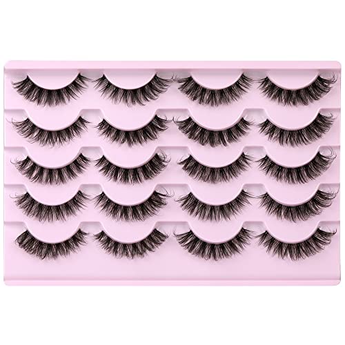 Jimire Clear Band Eyelashes D Curl Russian Strip Lashes Wispy Fluffy Volume Falso cílios Falsos