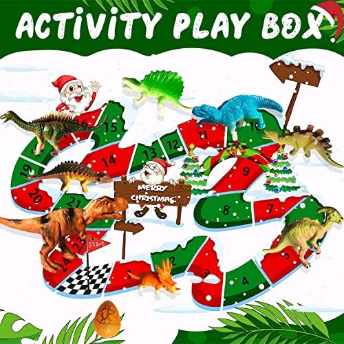 Calendário do Advento 2022, kit de figura de dinossauro 24 dias contagem regressiva para o Natal para crianças com caixa de jogo