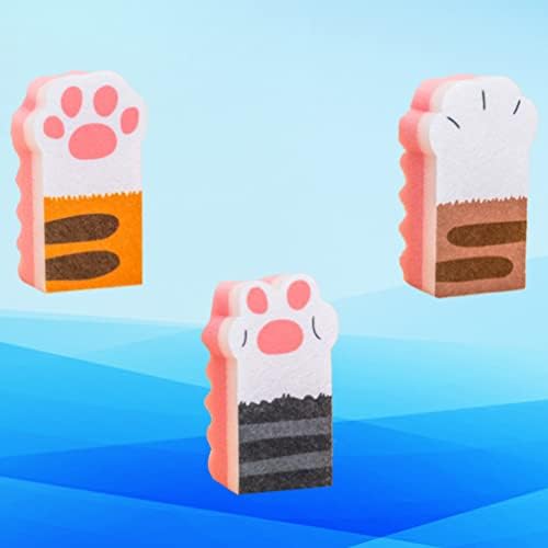 Doitool 3pcs Esponja de cozinha esponjas de desenhos animados Padras de limpeza de garras de gato Padrões de lavagem de pano de lavagem de louça para lavagem de pano para lavagem de pacote para tigela de maconha
