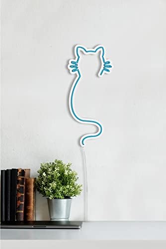 18,9 sinal de néon de gato, gato artesanal LED LED NEON Blue Light Wall Decor Cat Néon Sinal para quarto da sala de jogos da sala de estar Coffe