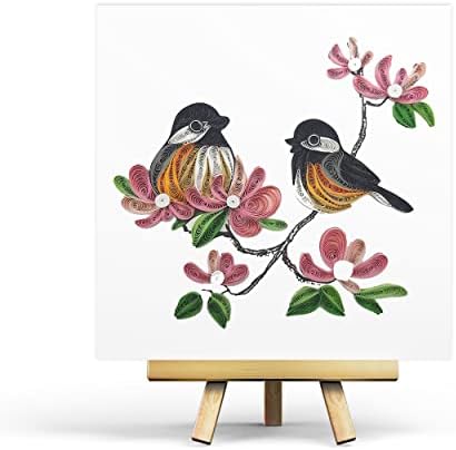Tumyee Spring Birds and Flower, Cartão de Quilling 3D Cartão de férias fofo colorido, cartão de felicita