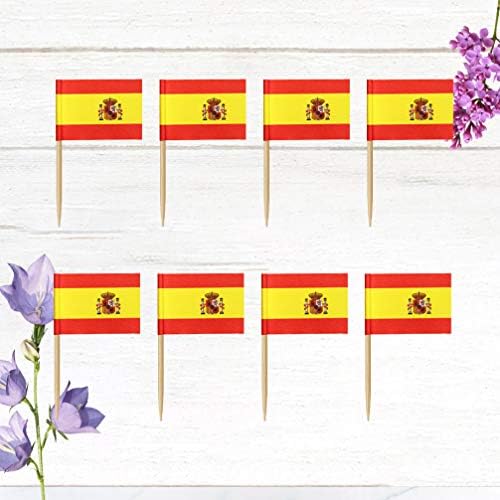 NUOBESTETY CUPCAKE Topper 100pcs Espanha Bandeira de dente bandeira espanhola bandeira de cupcakes cubações bandeira de alimentos