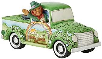 Enesco Jim Shore Leprechaun na estatueta de caminhão verde 6010268