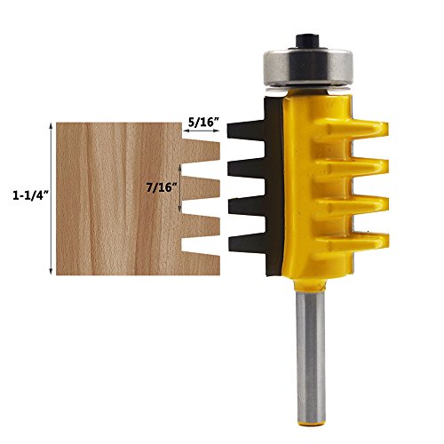Yakamoz 1/4 de haste reversível cola dedo Bit de roteador de articulação com rolamentos ferramenta de cortador de madeira para armário
