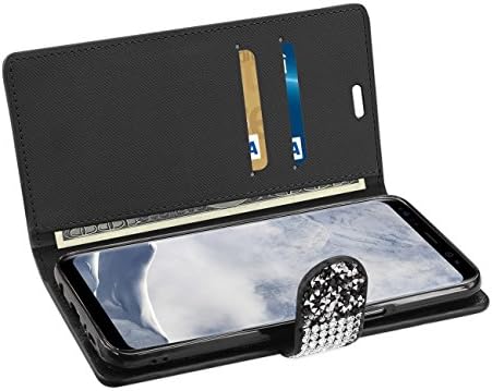 Reiko Samsung Galaxy S8 Edge/ S8 Plus Diamond Rhinestone Wallet Case - Black