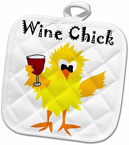 3d Rose Cool Funny Chick com frango segurando o suporte de vidro de vinho tinto, 8 x 8