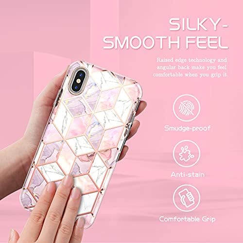 Caso Hasaky para iPhone XS, estojo iPhone X 5,8 polegadas, camada dupla híbrida para femininas/feminino Design de mármore