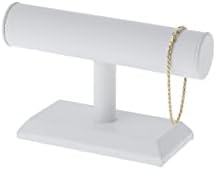 Plymor White Faux Leather T-Bar Bracelet Stand, 7,5 W x 5 h