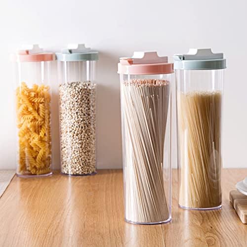 Bestonzon 2pcs variado colorido plástico de massa circular jarros cereais seco especiarias de armazenamento de armazenamento criativo recipiente criativo para redondos altos para redondos altos