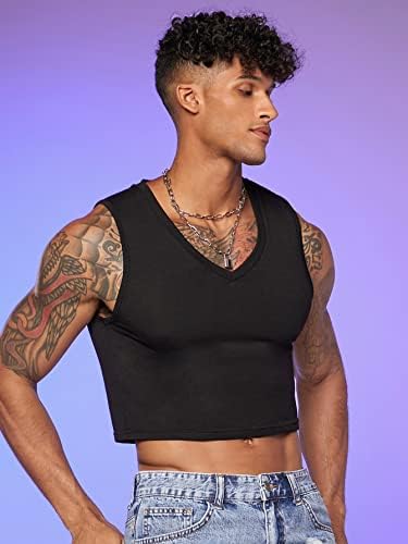 Gorglitter masculino masculino tanque de treino Tampa da colheita V Camisetas quentes de pescoço de rua