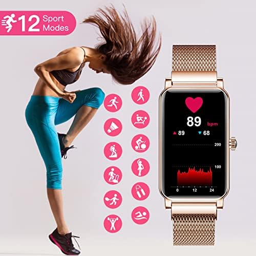 Relógio inteligente para mulheres compatíveis com telefones Android iOS, Yihanxlh Lady Smart Watch com monitor de freqüência cardíaca,