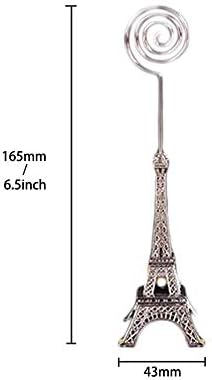 Booluee 6 PCs Eiffel Tower Base Place Card Titular, Metal Wire Table Photo Table Número de cartão Card Pictures Stand