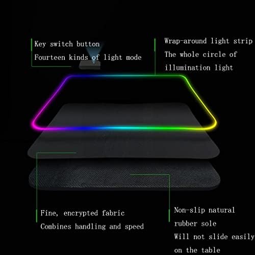 Com a almofada de mouse para jogos de fundo LED, sete cores à prova d'água que não deslizam o escritório da mesa grossa, é um bom presente para jogadores