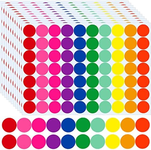 1 polegada 1400 pcs adesivos de pontas de codificação de cores adesivos círculos, 10 adesivos de ponto colorido de cores variadas,