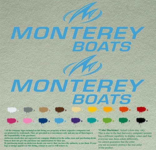Par de barcos Monterey Decalques de reposição compatíveis com adesivos de vinil conjunto de motor de 2 aus