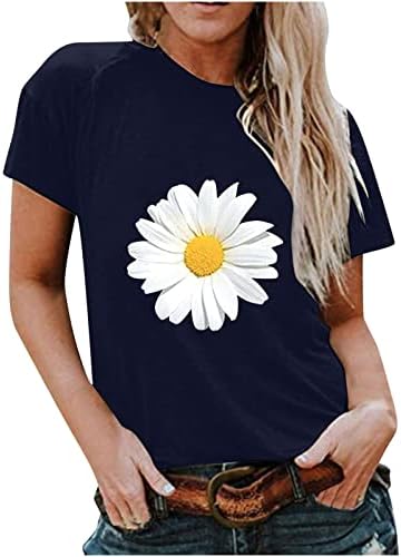 Tops for Women Summer casual, camisas de cores sólidas femininas Mangas curtas Crega da equipe de túnica casual Casual Casual