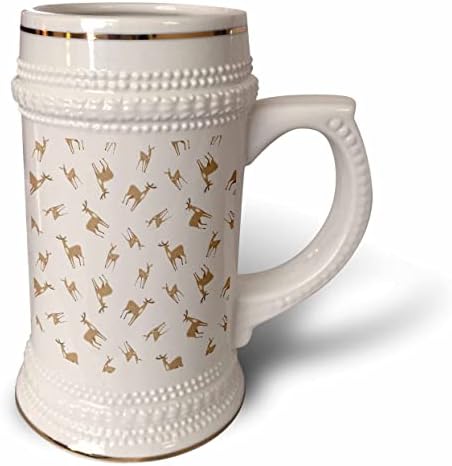 3drose irregular natal padrão de veados amarelos. Fundo branco - 22 onças de caneca